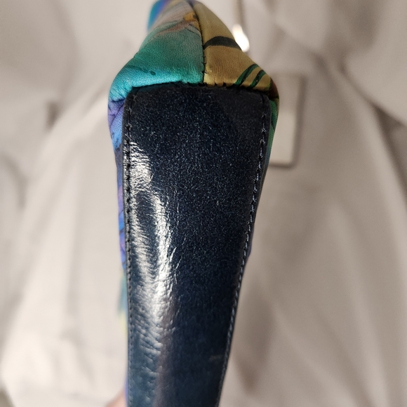 HAND PAINTED SHARIF ARTISTIC EXPRESSIONS LEATHER PEACOCK LARGE WRISTLET 🦚 - Picture 7 of 8